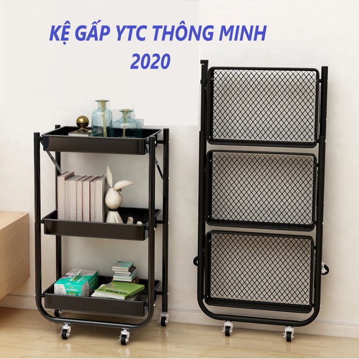 Kệ Đựng Đồ Bỉm Sữa, Kệ 3 Tầng Gấp Gọn Thép , Xe Đẩy Spa 2020 ( XDT02)