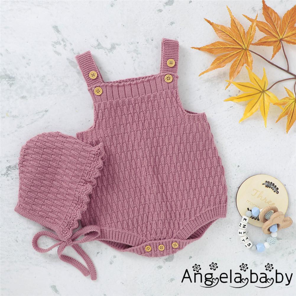 Set 2 món áo liền quần và nón vải len xinh xắn cho bé