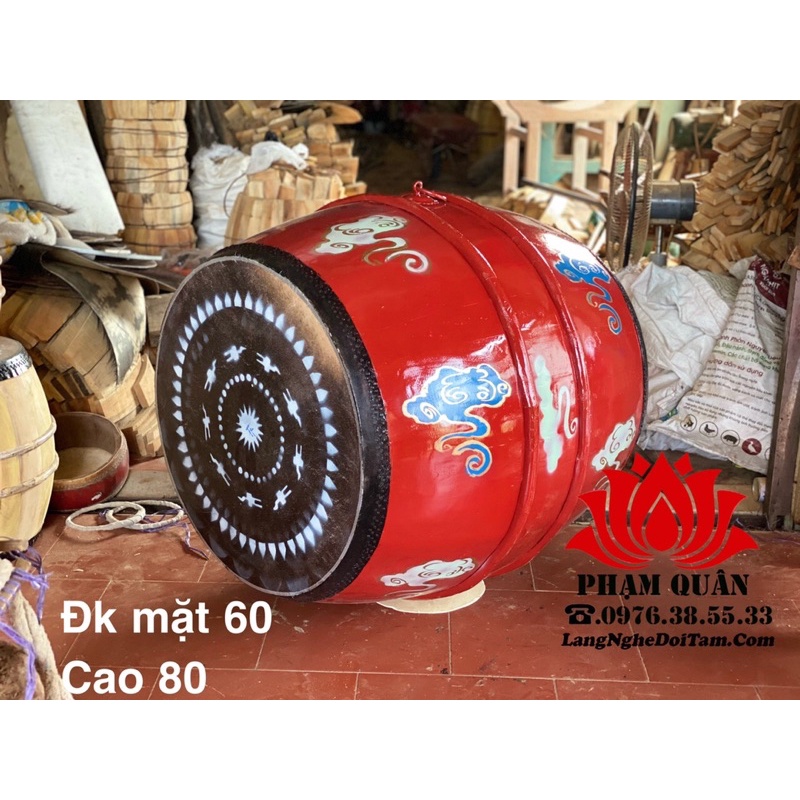 Trống trường học, đình chùa, lễ hội KT mặt 60x 80cm kèm dùi đánh