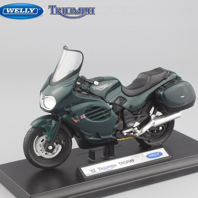 MS: 8880XL - XE MÔ HÌNH TỶ LỆ 1:18 MOTO TRIIUMPH TROPHY - WELLY - XANH LÍNH