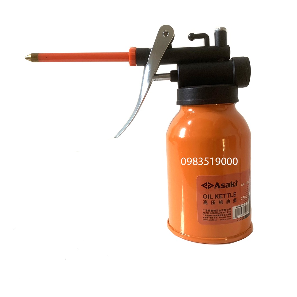 Bình châm nhớt kim loại ống cứng Asaki AK-1050, vịt dầu kim loại cho máy móc cơ khí