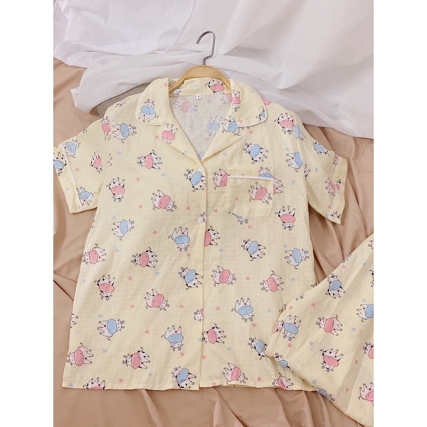 [Mã FAMARAL1 giảm 10K đơn 50K] Bộ pijama thô và xô tre tay cộc quần dài hàng cao cấp