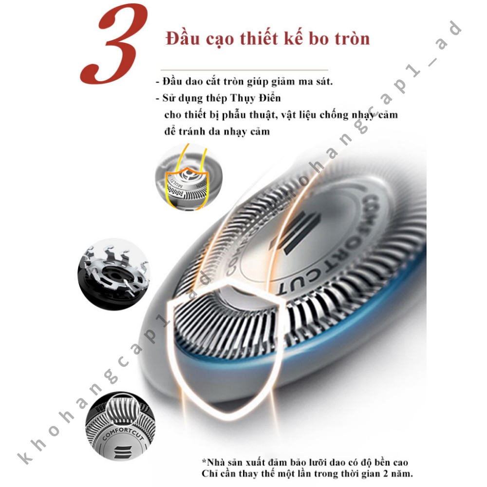 Máy cạo râu Philips điện 3 lưỡi tự mài đa năng khô và ướt S1020 - Bảo hành 02 năm - khohangcap1_ad