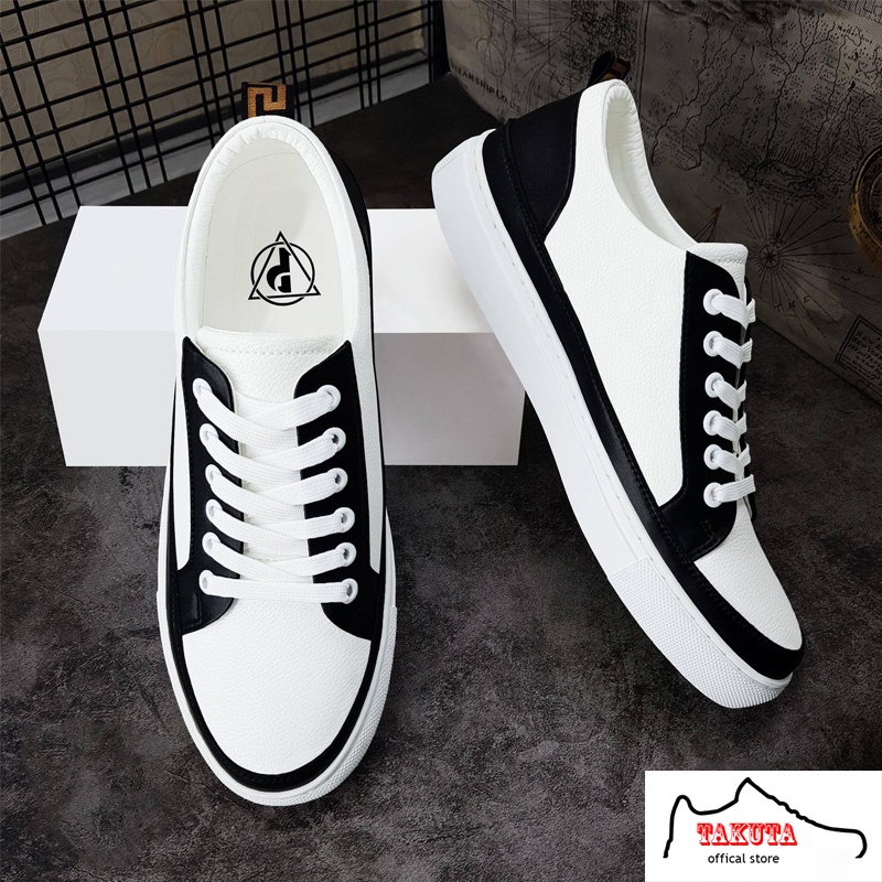 Giày nam thể thao sneaker màu trắng cổ cao cho học sinh phong cách Hàn Quốc TAKUTA mã CCD