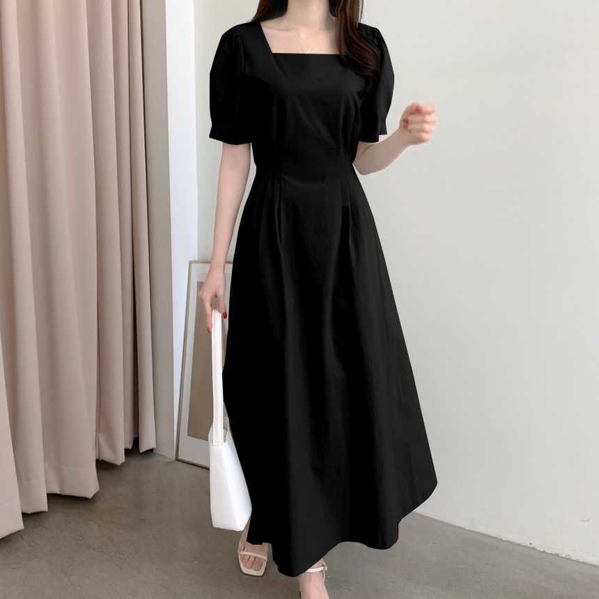 Đầm dài ZANZEA tay ngắn cổ vuông thời trang cho nữ