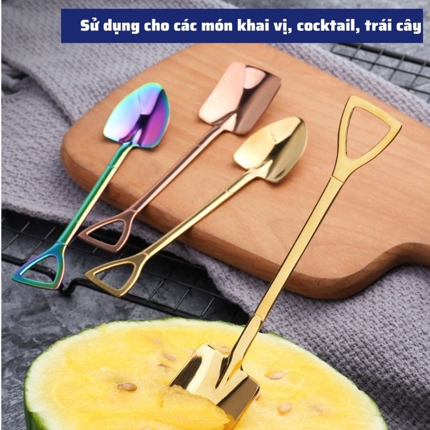 Muỗng inox dụng cụ pha chế  cao cấp, thìa xẻng múc kem  hoa văn siêu đẹp trang trí bàn ăn Galaxy coffee.