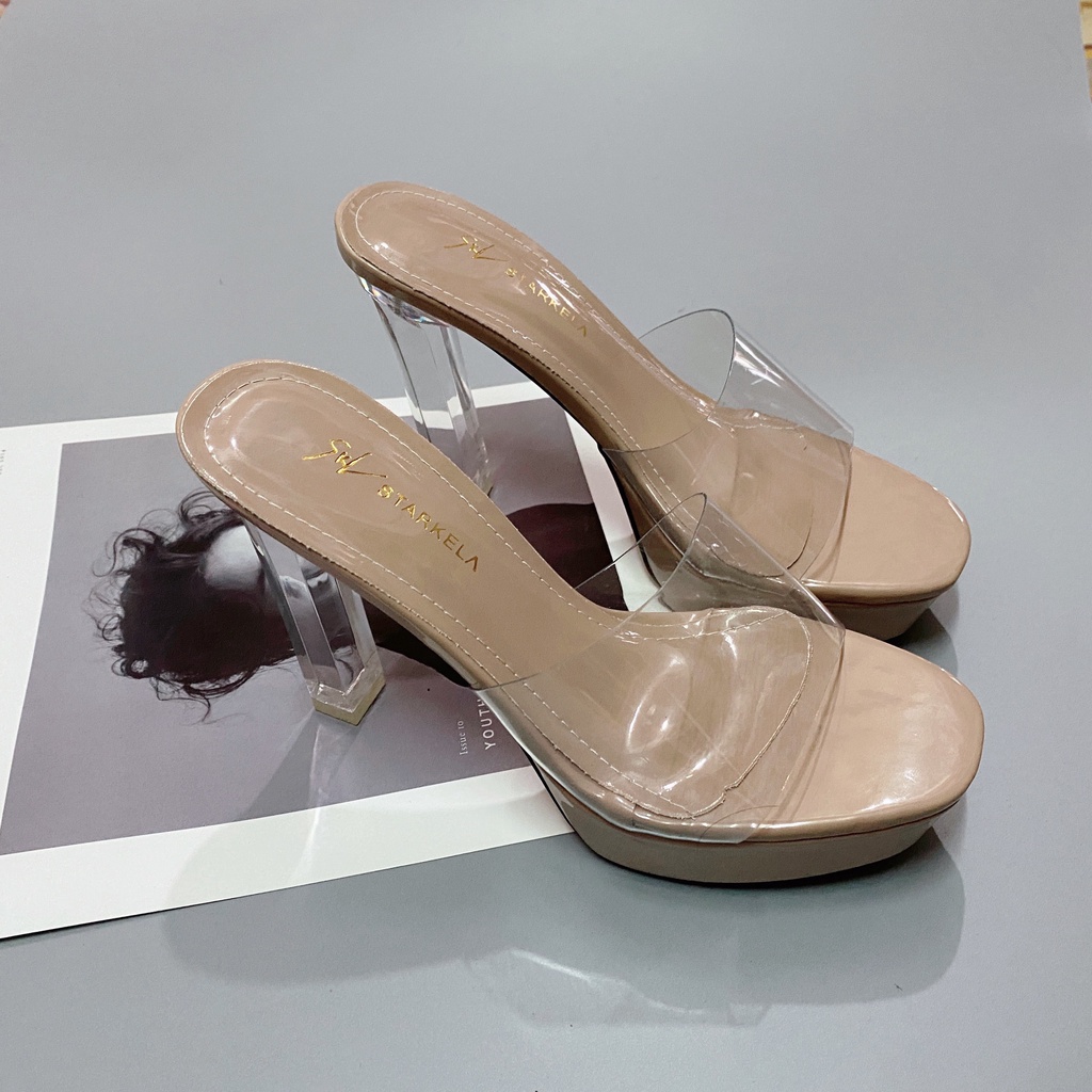 Dép quai trong quai ngang cao trước 4cm gót cao 12cm tăng chiều cao