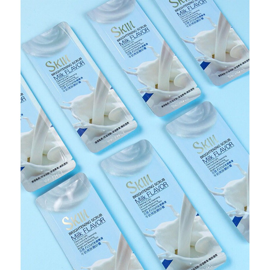 [HOT] ✨TẨY TẾ BÀO HƯƠNG SỮA MILK FLAVOR SIÊU THƠM TRẮNG MỊN TRAVEL SIZE 3G✨