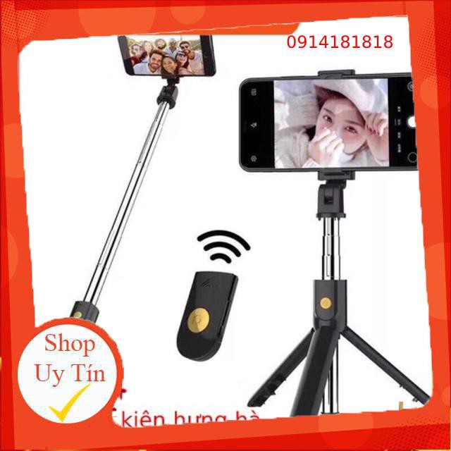 <3 (RẺ VÔ  ĐỊCH )Gậy Chụp Ảnh Tự Sướng Selfie Kiêm Giá Đỡ Tripod 3 Chân Cho Điện Thoại Bluetooth K10 CHÍNH HÃNG ....