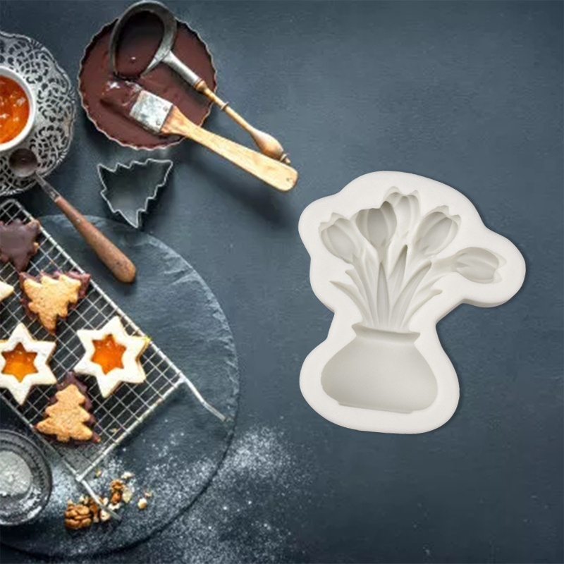 Khuôn Silicone Làm Sô Cô La Hình Lọ Hoa Tulip Xinh Xắn
