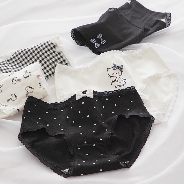 Quần Lót Nữ MÈO ĐEN Cotton Cao Cấp Nâng Mông Thông Hơi Hoạ Tiết Dễ Thương chất đẹp, thoáng hút mồ hôi