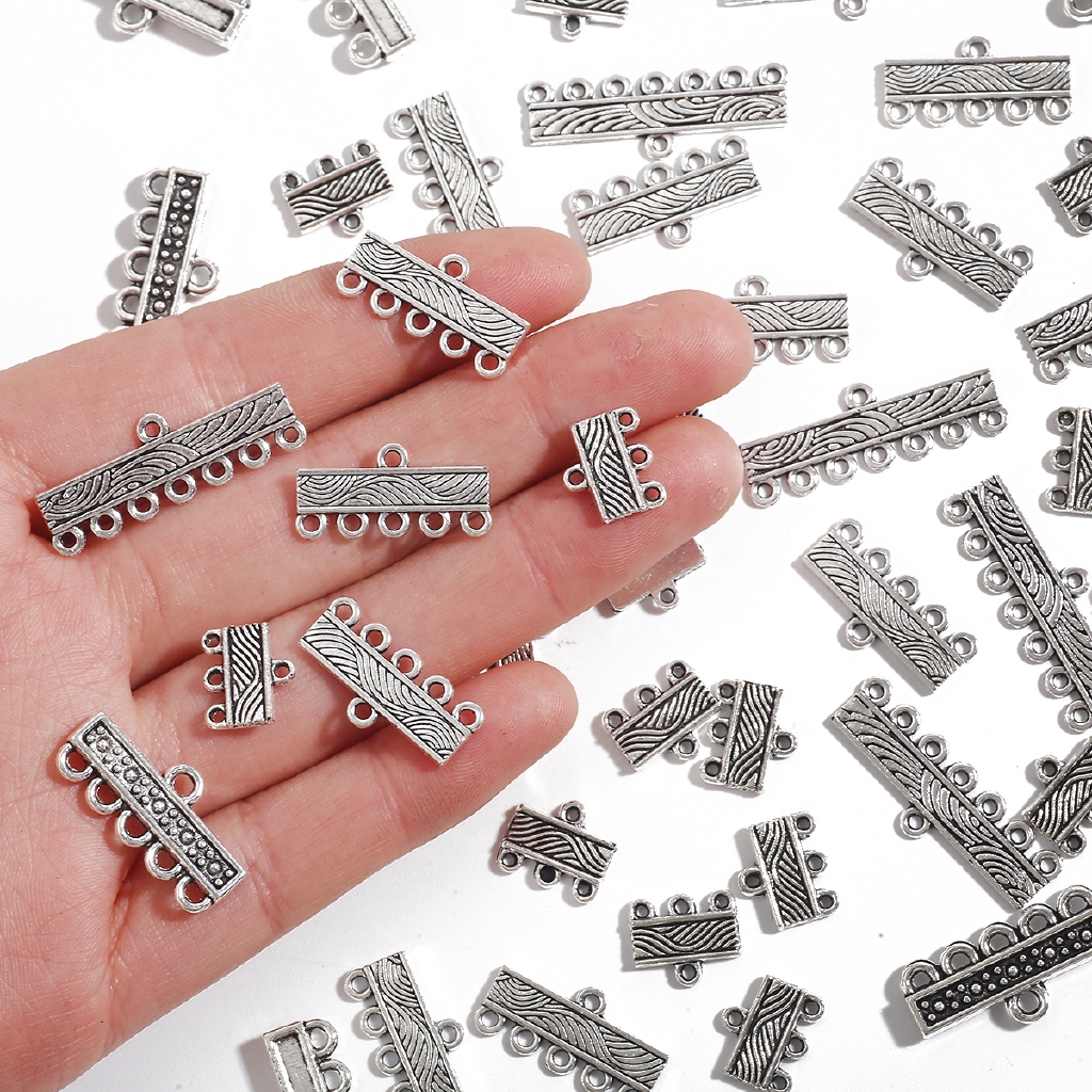 Set 10 khóa cài trang sức dây chuyền nhiều lớp gắn 3 sợi tua rua thủ công