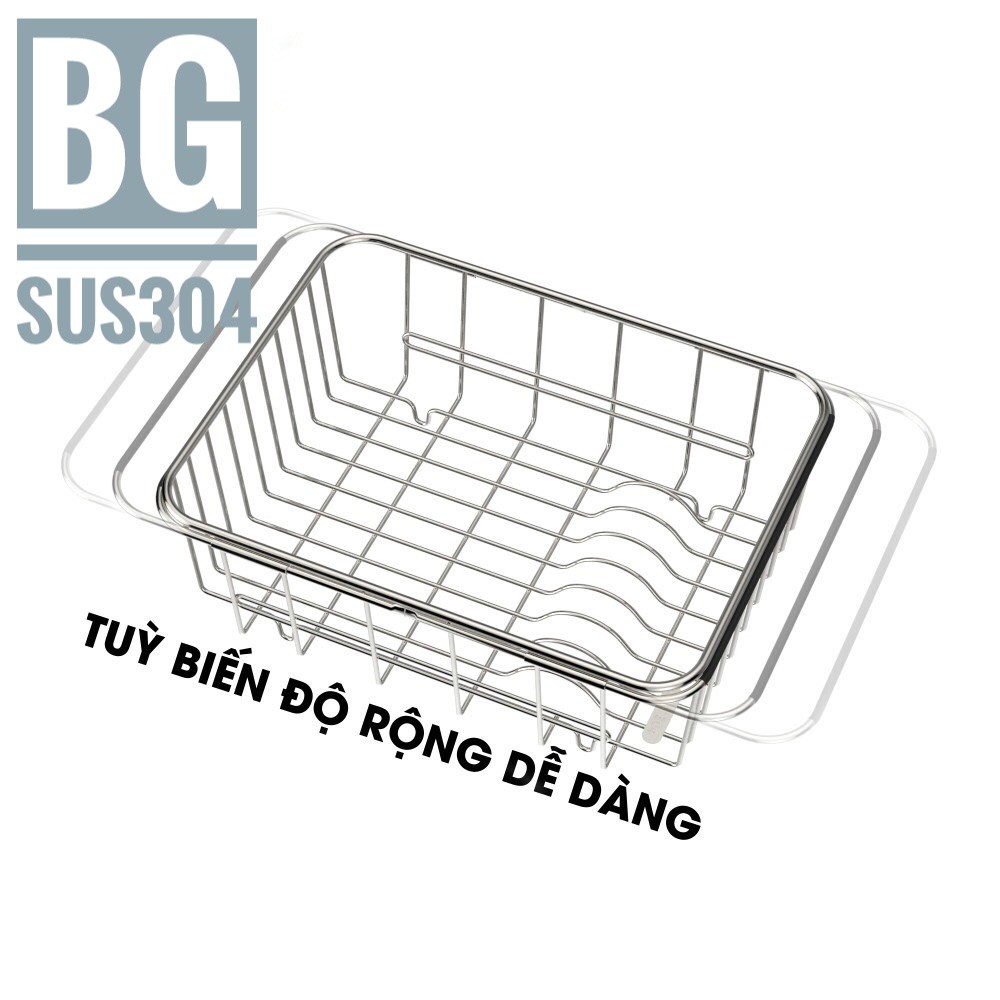 [SUS304] Kệ, rổ inox úp chén bát - rổ inox đựng rau củ quả có thể thay đổi kích thước