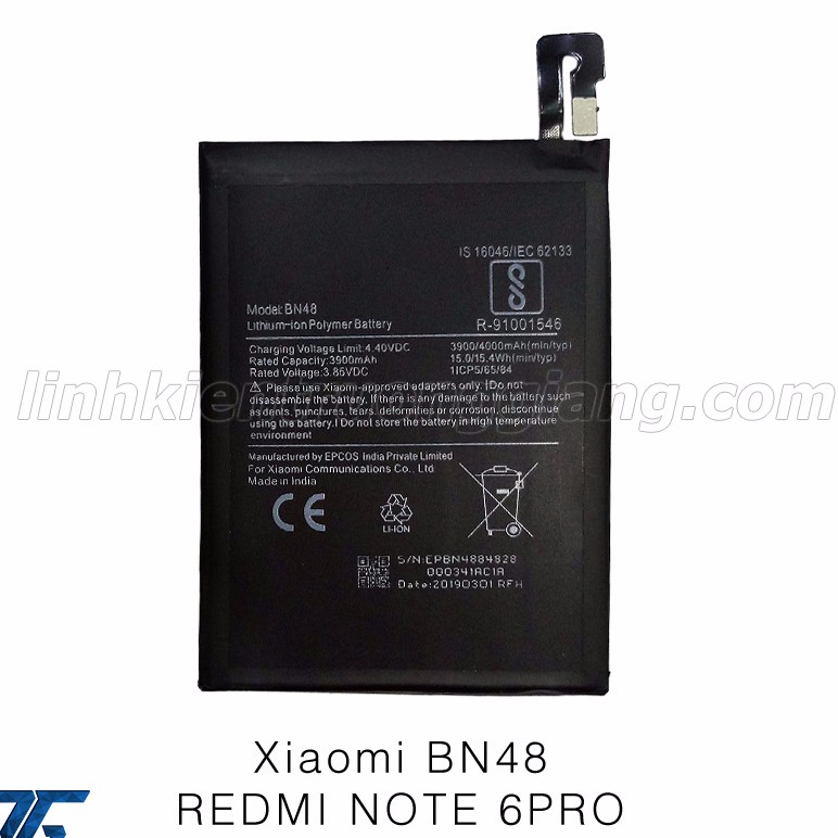 Pin thay Xịn Xiaomi Redmi Note 6 Pro (BN48) 3900/4000 mAh - Bảo hành 3 tháng