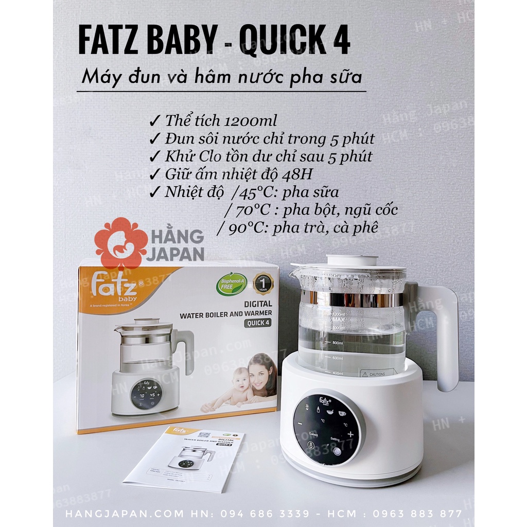 Bình đun nước giữ nhiệt hẹn giờ thông minh Fatz baby Quick 3 - FB3515CY/ Quick 4 - FB3514CY