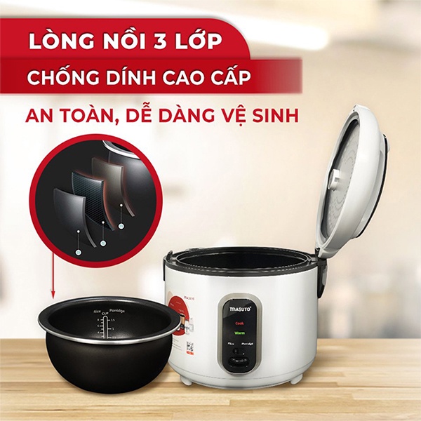 Nồi Cơm Điện Masuto 1,8L Lòng Niêu Nấu Ngon Vị Truyền Thống Dung Tích 1.8L