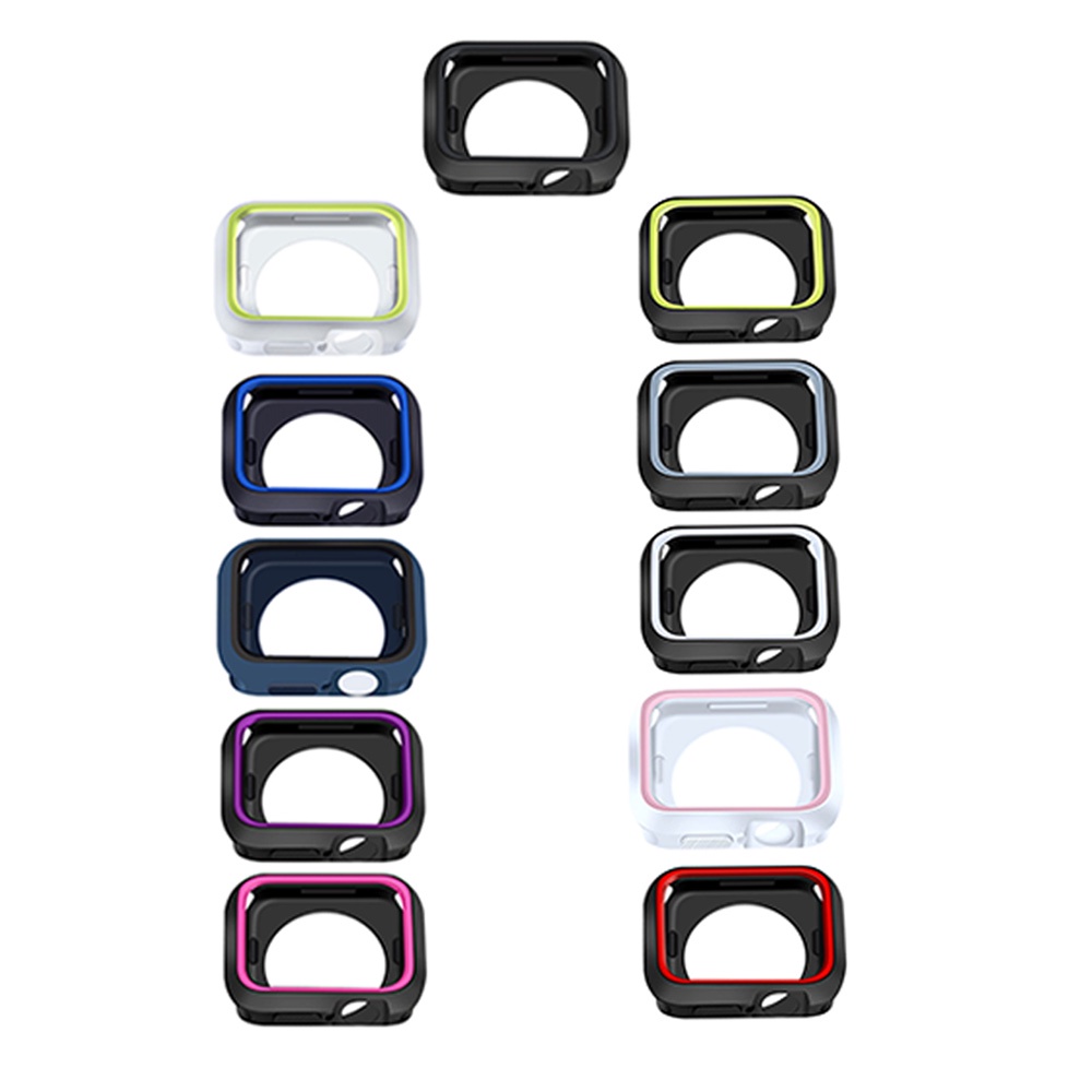 Dây đeo silicon + khung bảo vệ đồng hồ 2 màu cỡ 42mm 38mm thích hợp cho Apple Watch series 7 6 SE 5 4 3 2 1 44mm 40mm
