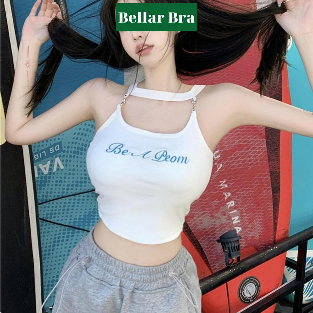 Áo croptop nữ - Áo bra cotton nữ quai cô chữ in mút mỏng tôn dáng xinh xắn Bellar B517
