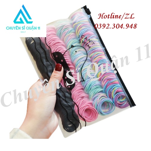 Set 500 dây cột tóc nhiều màu tặng túi Zip, set 500c chun buộc tóc GD509-ThunBToc500