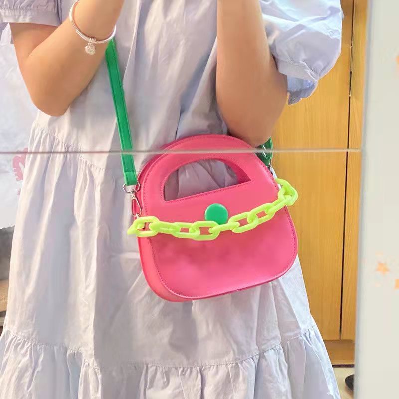 Túi Đeo Chéo Nhỏ Họa Tiết Hình Học Màu Tương Phản Phong Cách Hàn Quốc Thời Trang Cho Nữ