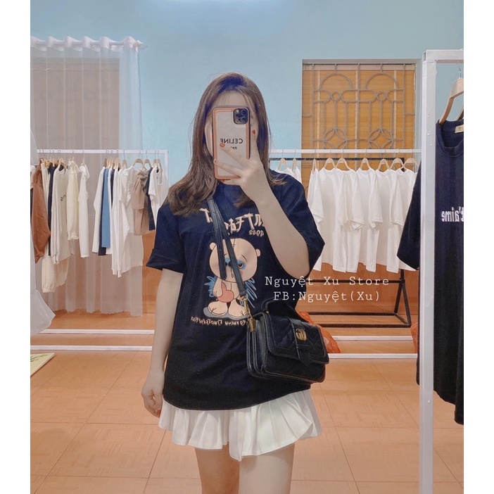 Set gấu ôm tim chữ nhật mix chân váy tennis TTS877