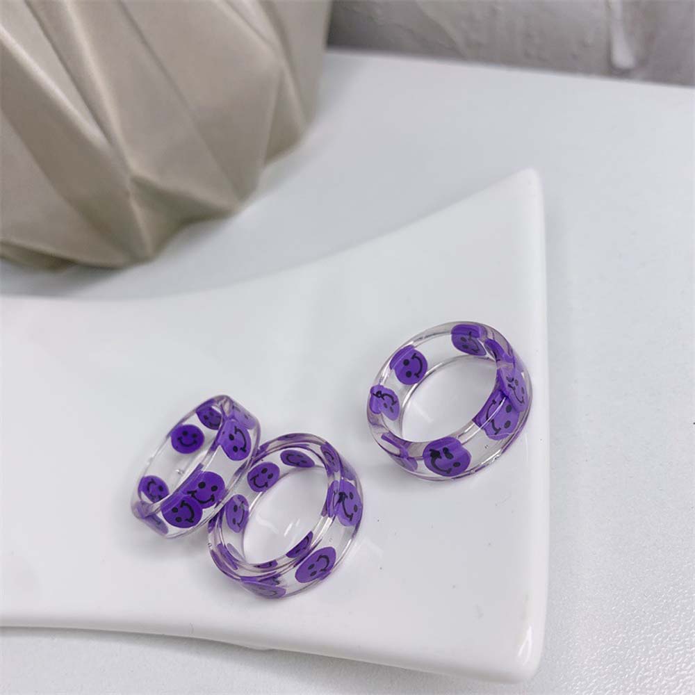 Nhẫn Acrylic Họa Tiết Hoạt Hình Mặt Cười Màu Kẹo Phong Cách Hàn Quốc Cổ Điển Thời Trang Mùa Hè Cho Nữ