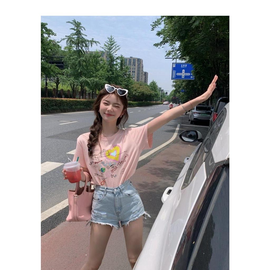 Áo Thun Cotton Ngắn Tay In Họa Tiết Vui Nhộn Phong Cách Mới 63154