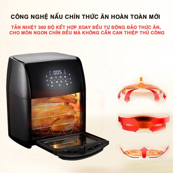 NỒI CHIÊN KHÔNG DẦU 12L MAOMIKE - DUNG TÍCH LỚN CHO NHIỀU NGƯỜI HƠN - Hàng chính hãng Bảo hành 12 tháng