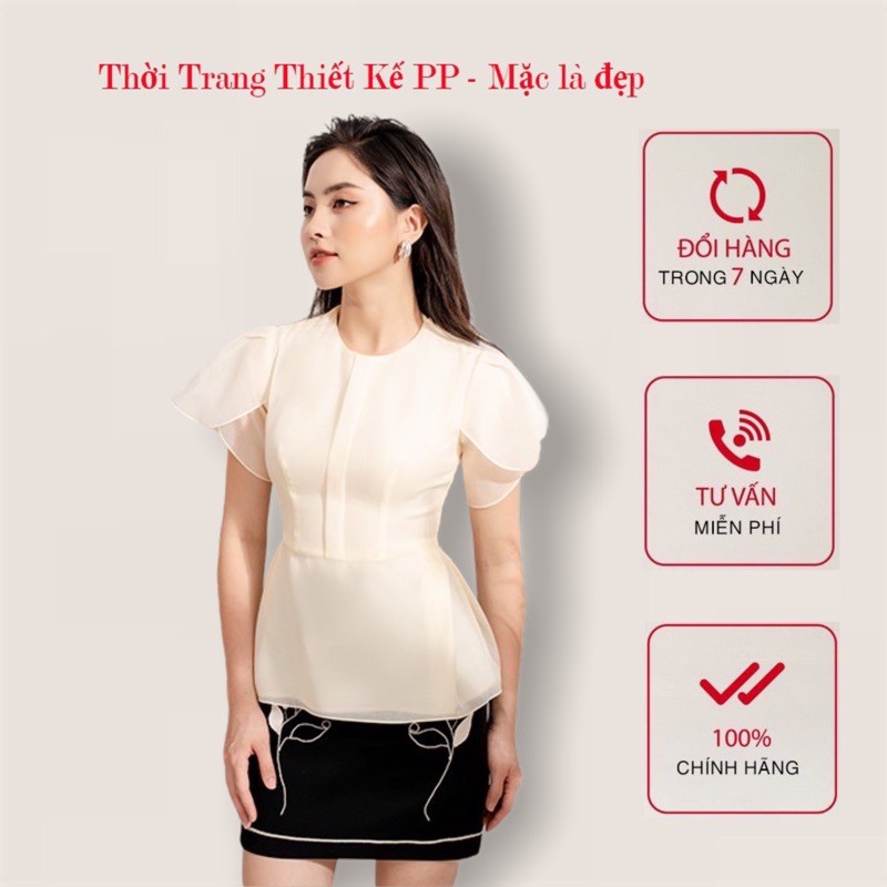Áo sơ mi kiểu tiểu thư sang chảnh tay xếp nụ Thời Trang PP [Thiết Kế]