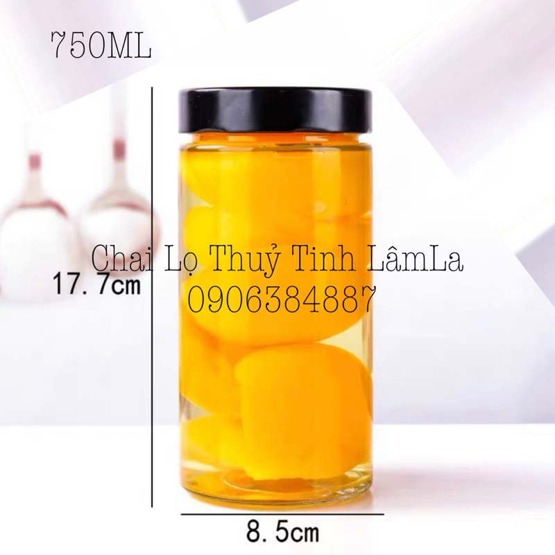 Hũ Thuỷ Tinh Tròn Dáng Cao Nắp Thiếc Dày 380ML 500ML 750ML 1000ML