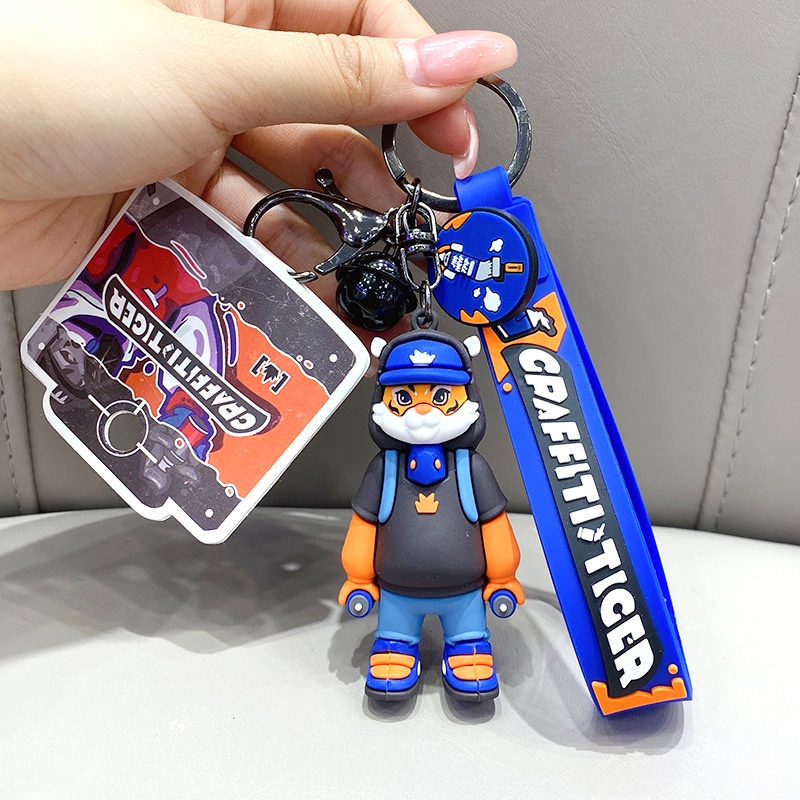 Móc khóa hổ graffity nhiều màu sắc độc đáo chất liệu PVC làm quà tặng bạn bè người thân trang trí balo túi xách-Ráp