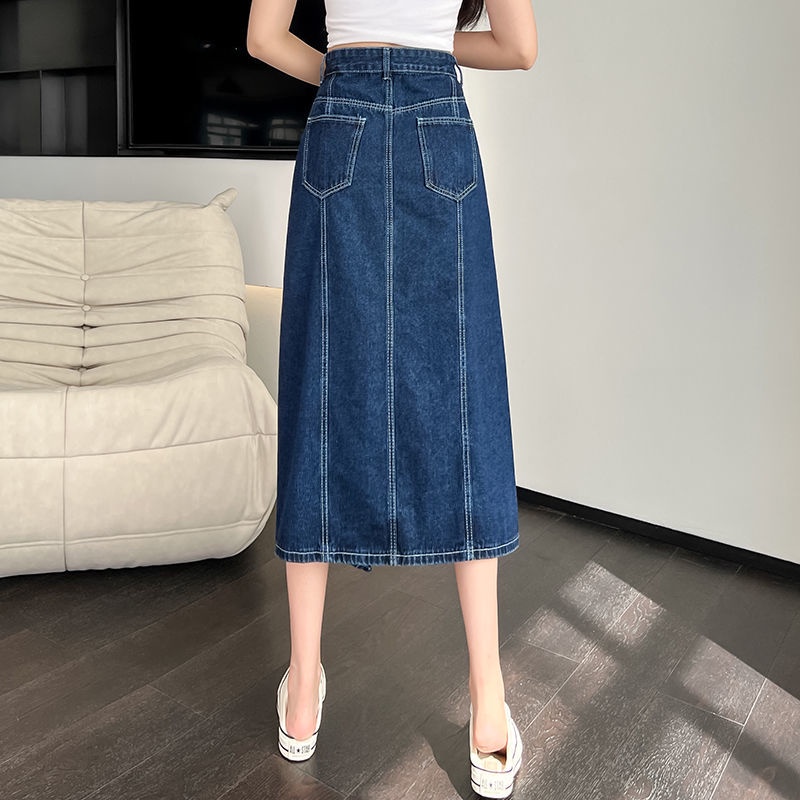 Chân Váy Jeans Dài Lưng Cao Thời Trang Hàn Quốc Cho Nữ