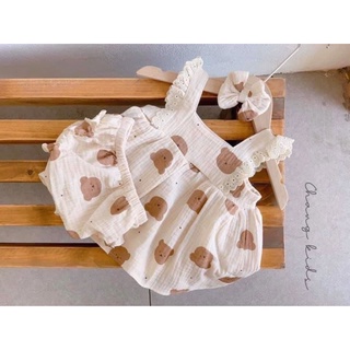 Set bộ cộc tay gấu và cherry cho bé gái