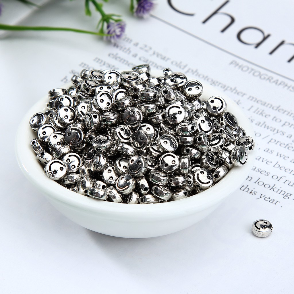 Set 10 hạt charm hình mặt cười bằng hợp kim làm trang sức thủ công | BigBuy360 - bigbuy360.vn