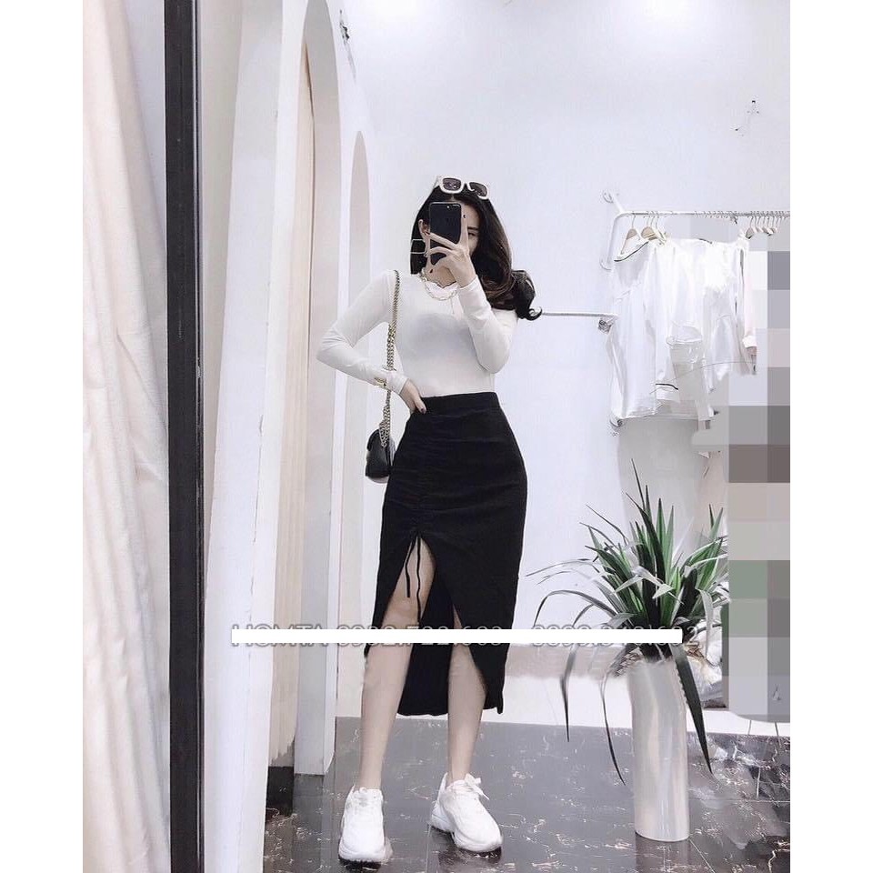 [Mã FASHIONT4WA2 giảm 10K đơn 50K] Chân váy chất thun mềm xinh rút dây 1 bên hot hit | BigBuy360 - bigbuy360.vn