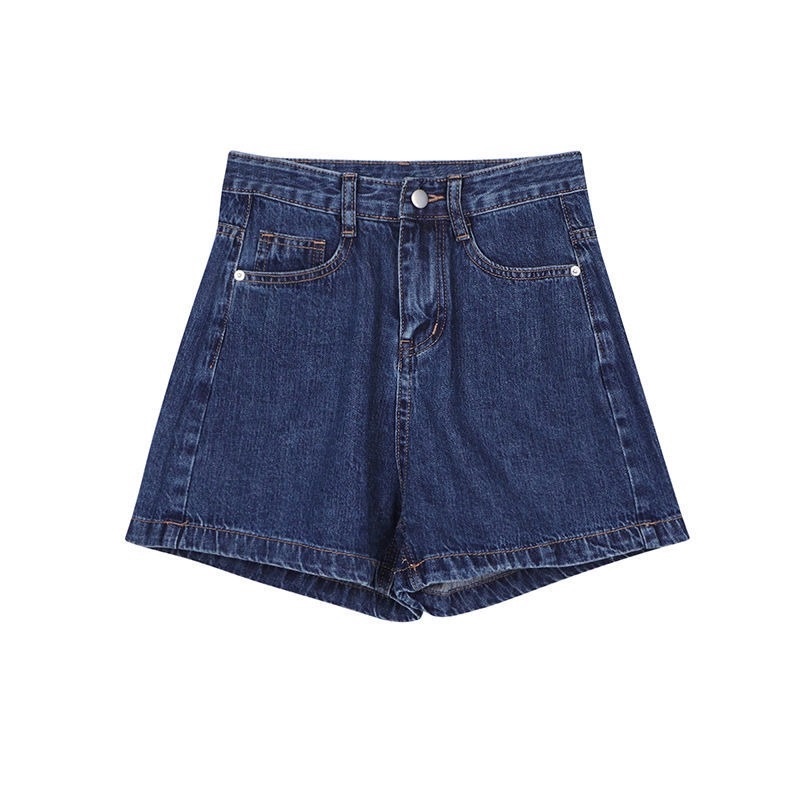Quần Short Denim Lưng Cao Ống Rộng Phong Cách Retro Thời Trang Mùa Hè Cho Nữ