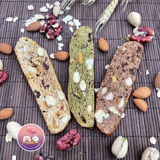 Bánh quy biscotti ăn kiêng ăn vặt giảm cân healthy ít đường 300g/hộp - bếp bánh hoa thạch