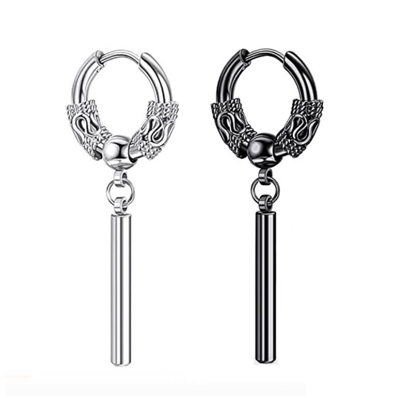 Bông Tai Khoen Rồng Cá Tính Dành Cho Nam Nữ Unisex Titan Ko Đen TT 4296 - 1 Cái