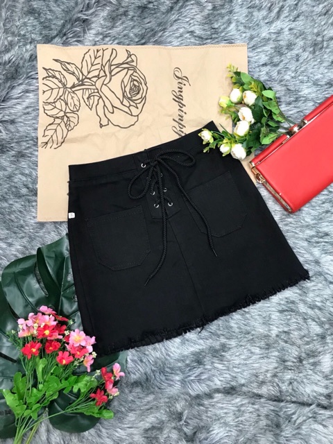 Chân váy nữ kaki đan dây kèm 2 túi 3 màu chất vải đẹp | BigBuy360 - bigbuy360.vn