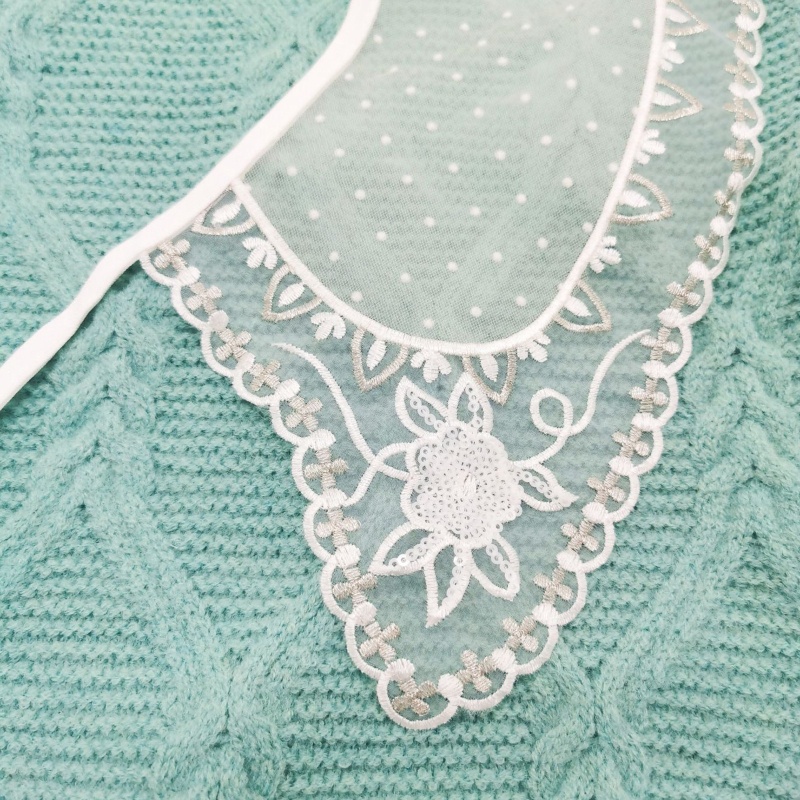 Cổ Áo Sơ Mi Giả Phối Ren Hoa Có Thể Tháo Rời Thời Trang Cho Nữ