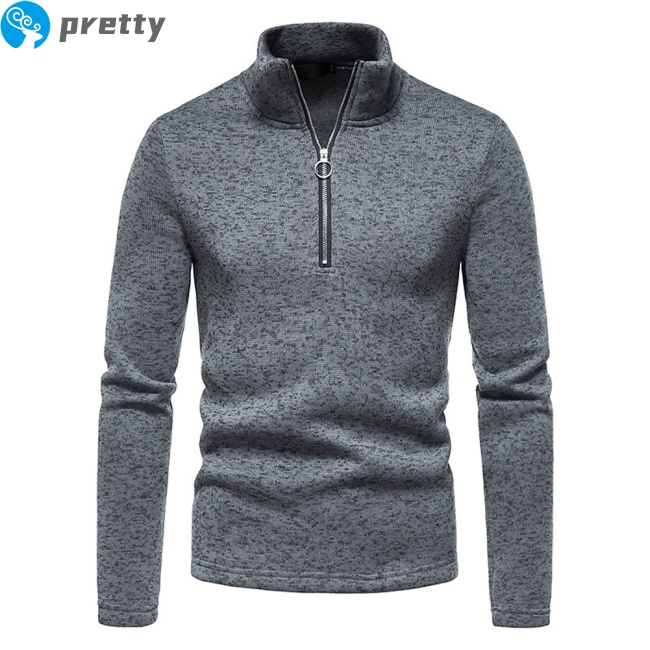 Áo len tay dài cổ đứng màu trơn có khóa kéo thời trang cho nam