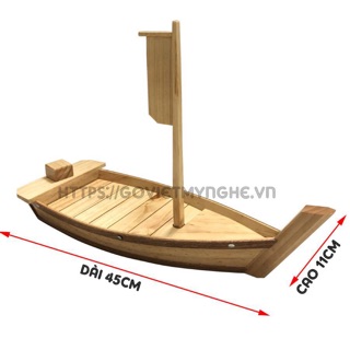 Mua  Dài 45cm - Khay chuẩn Nhật Bản  Khay thuyền gỗ trưng bày sushi sashimi - khay thuyền gỗ để setup lẩu hải sản - Gỗ thông