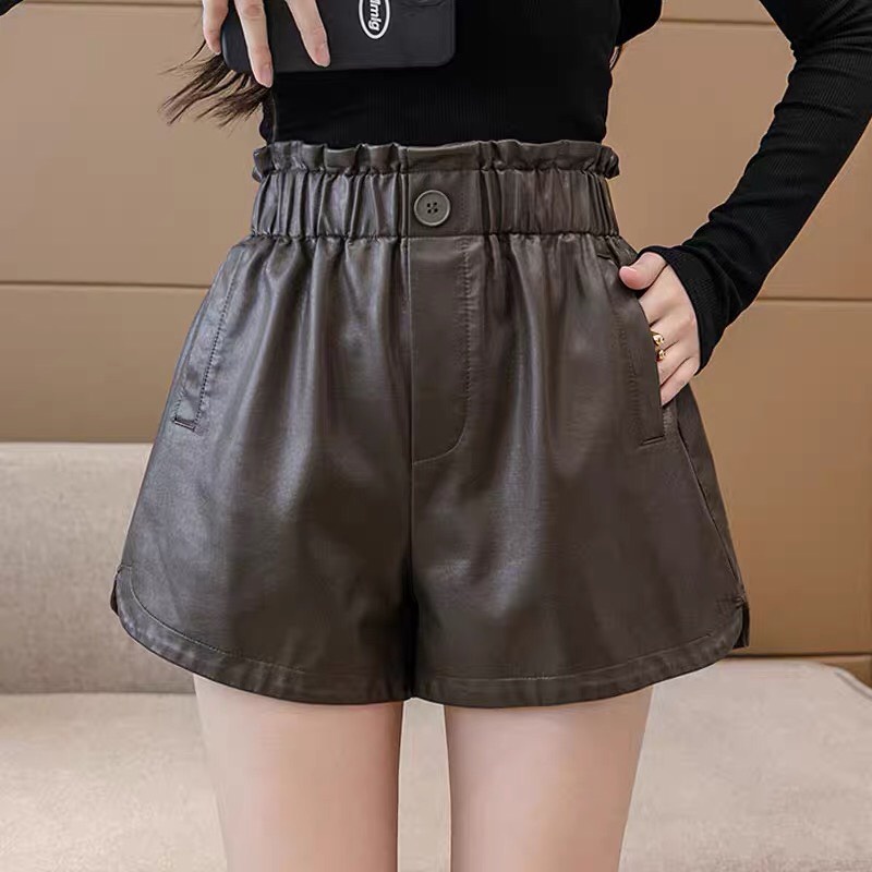 Quần Short Da Nữ Cạp Bèo Đính Cúc, Quần Đùi Dáng Rông Màu Siêu Xinh | BigBuy360 - bigbuy360.vn