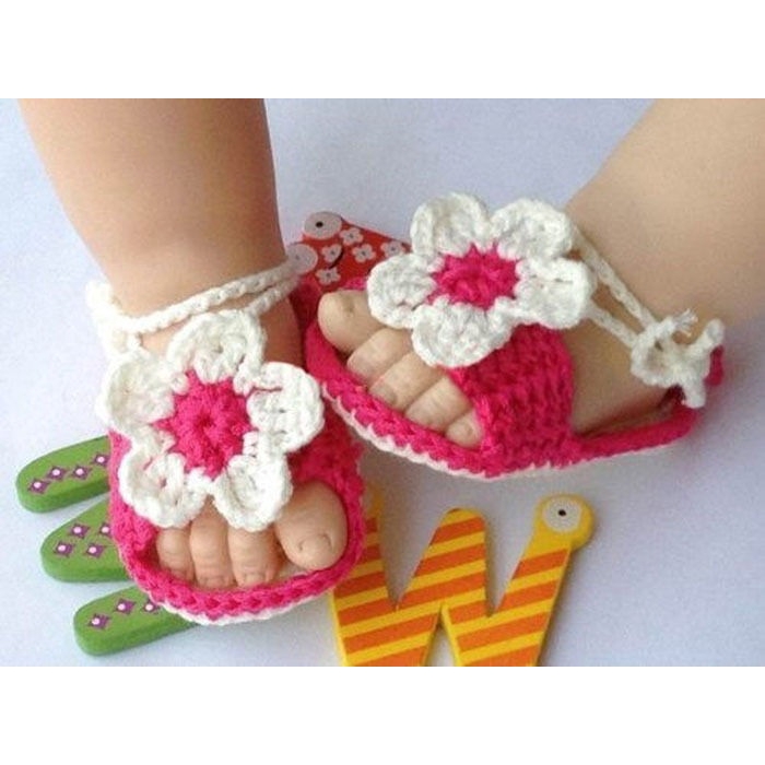 ღ♛ღBaby Newborn Infant Girls Crochet Knit Socks Crib Shoes Prewalker 0-12Months