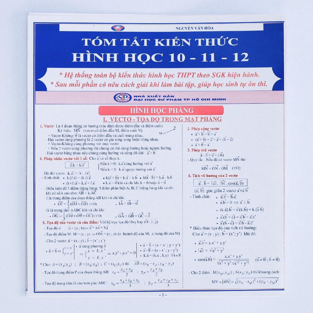Sách - Tóm Tắt Kiến Thức Hình Học 10-11-12
