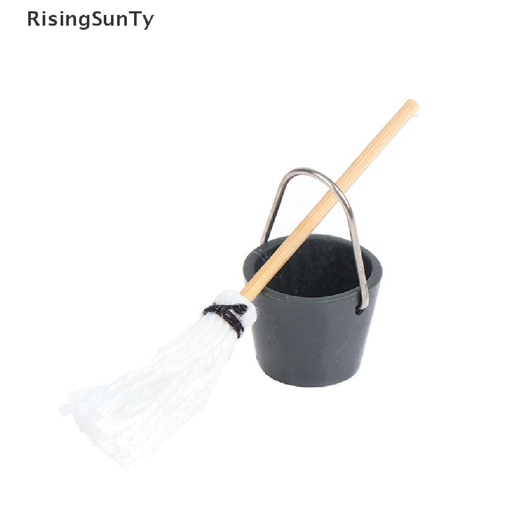 1 Bộ Xô Và Cây Lau Nhà Mini 1:12 Dùng Trang Trí Nhà Búp Bê