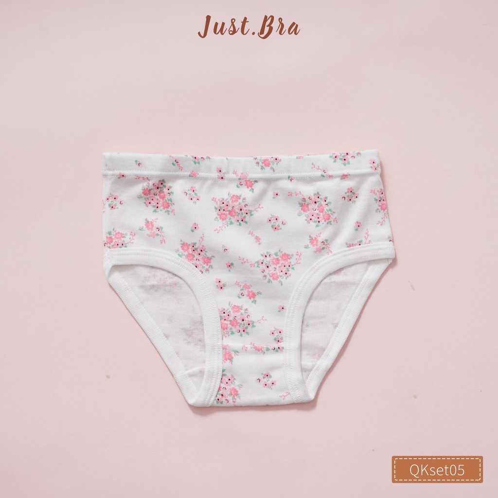 Set 3 quần chip trẻ em Just Bra họa tiết hoạt hình màu sắc dễ thương cho bé gái QKset05