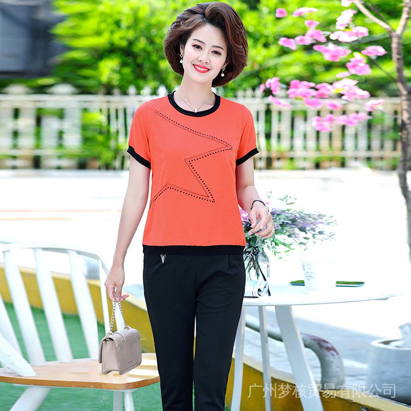 Áo Sơ Mi Voan Ngắn Tay Thời Trang Mùa Hè Dành Cho Phụ Nữ Trung Niên 40-50 Tuổi