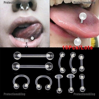 Set 10 Khuyên Xỏ Cơ Thể Bằng Nhựa Trong Suốt Cá Tính