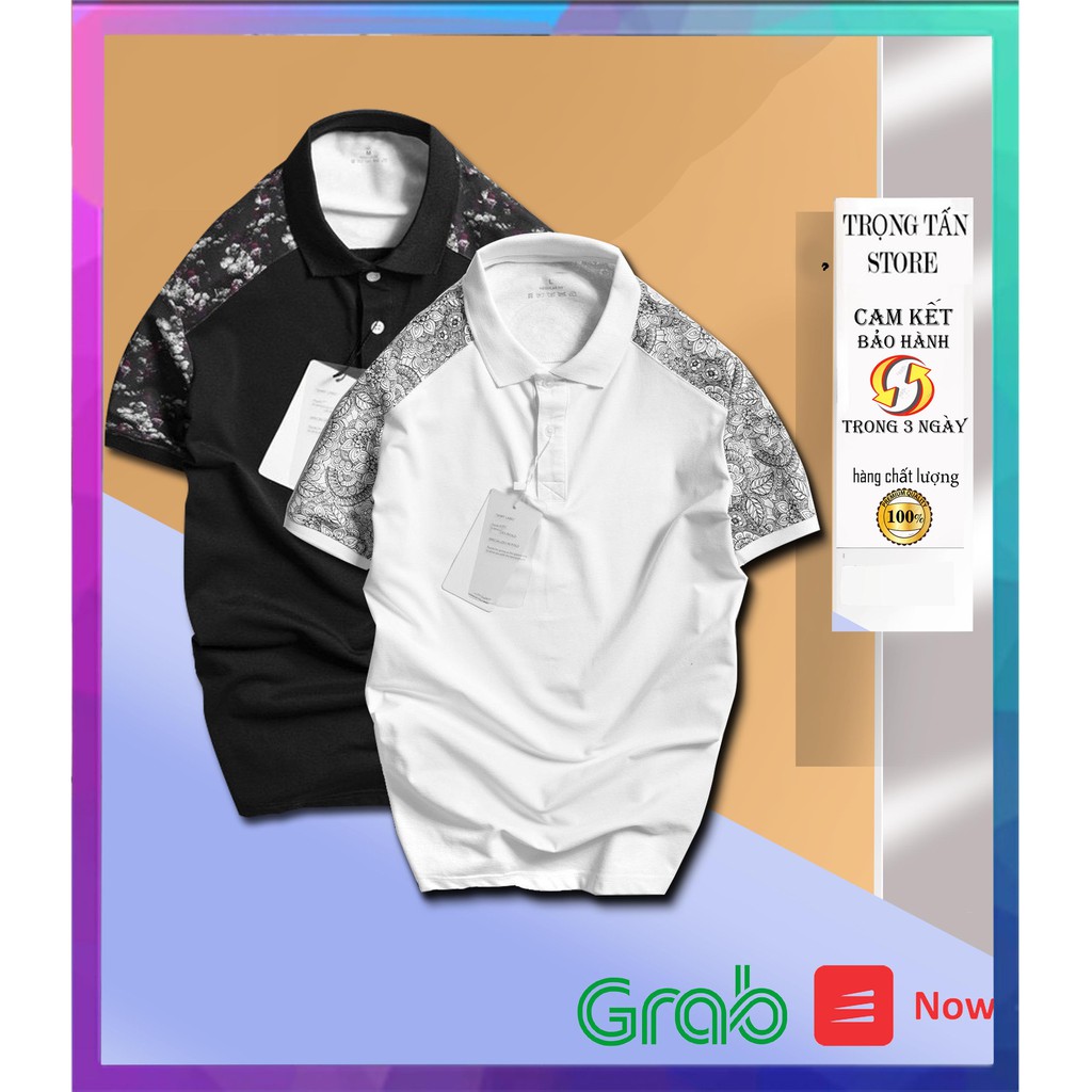 Áo Phong Nam, Áo Thun Nam Ngăn Tay Lỡ Có Cổ Thời Trang Cao Cấp in Hoa Tiết AC107 - trongtanfashion